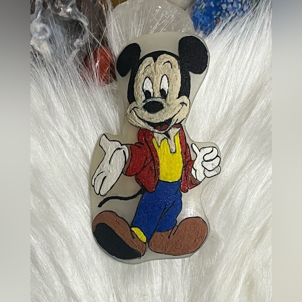 Handmade Vintage Painted Mickey Mouse Brooch Pin